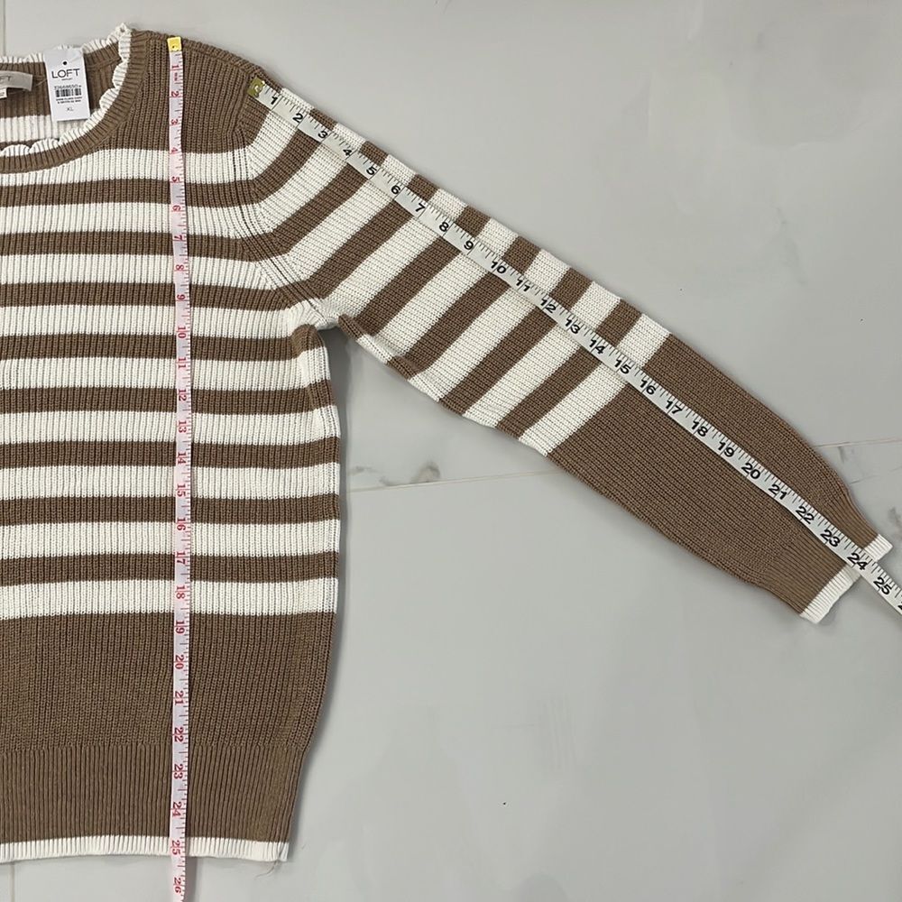 Loft Women Sz XL Pullover Sweater Knit Scalloped Long Sleeve - Picture 7 of 10